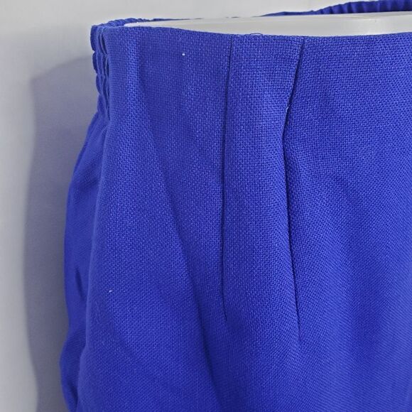 VINTAGE 90s royal blue skirt elastic waist knee length pencil M - Picture 8 of 12
